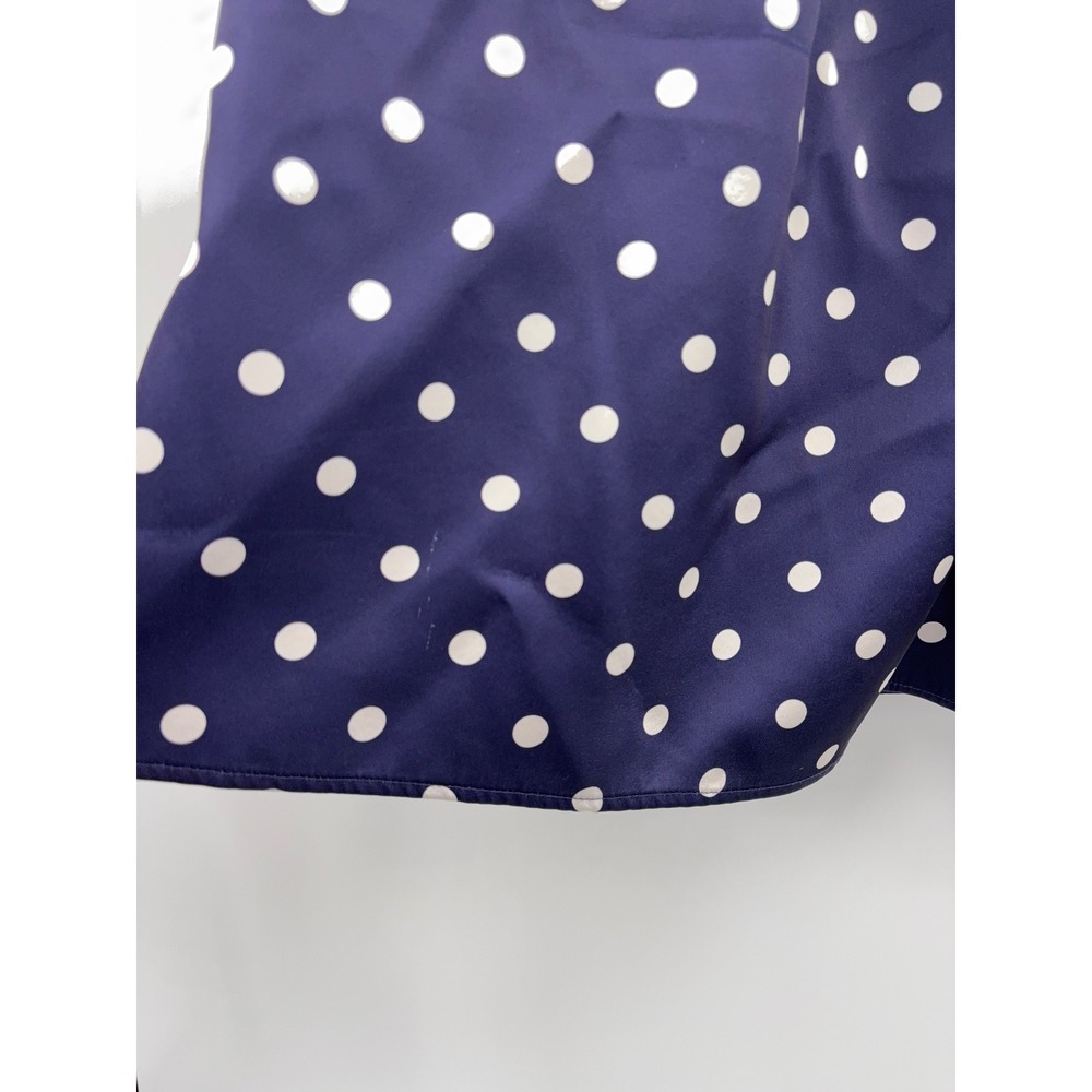 B67 Self Portrait Polka Dot Midi Dress 8 Strapless Satin Navy White Cocktail - Picture 9 of 13